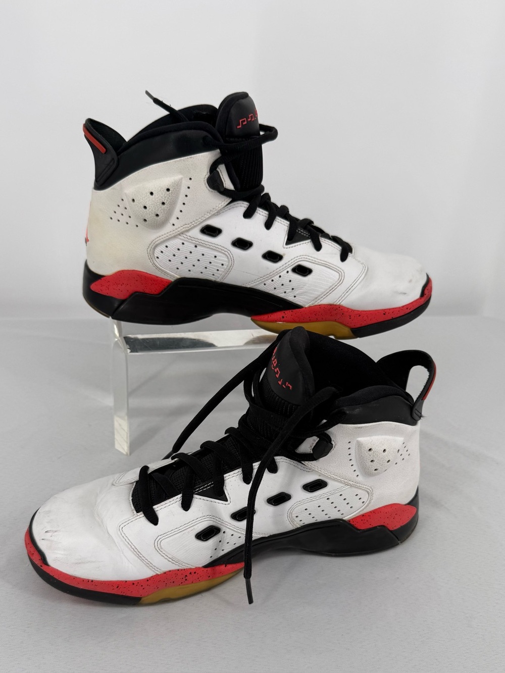 Jordan Flight Club Men's White, Black and Red High-Top Basketball Shoes Size 11